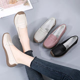 Fligmm For Women 2024 Summer Leather Slip On Beige Casual Walking Ladies Shoe Fashion Non-Slip Soft Sole Loafers Zapatos Mujer