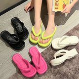 Fligmm Women Beach slippers Flip Flops Thick Sole Wedge Heels Sandals Girls Outdoor Slides Non-Slip Homes Slippers Fashion Flip-Flops