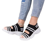 Fligmm Knitted Sandals Summer Platform Comfortable Sandals Sports Shoes Female Slip on Peep Toe Ladies Sneakers