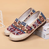 Fligmm Quality Women Shoes 2024 New Ethnic Style Woven Embroidery Shoes Female Fashion Breathable Flat Sole Casual Shoes for Women