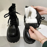 Fligmm Winter Plush Warm Ankle Boots for Women 2024 New Punk Chunky Platform Shoes Woman Thick Bottom Non Slip Motorcycle Boots