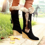 Fligmm Boots Women's Shoes Platform Plush Winter Footwear Booties Ladies Sexy Thigh High Heels High Sexy Fur Long Boots Shoes