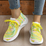 Fligmm Rainbow Mesh Platform Sneakers for Women 2024 Autumn Non Slip Knitting Tennis Shoes Woman Lace Up Casual Sports Shoes 43