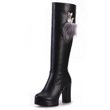 Fligmm High Heel Long Boots Women 2024 New Chunky Heel Platform Women's Over The Knee Boots Winter Warm Female Shoes Botas Mujer