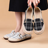 Fligmm Flat Sole Women Shoes Autumn New Woven Plaid Casual Shoes for Women Comfort Breathable Soft Sole Shoes Zapatos De Mujer