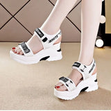 Fligmm Sandals for Women 2024 New Summer Fish Mouth Wedge Muffin Platform Daddy High Heels To Increase Women's Shoes