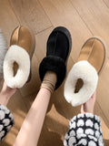 Fligmm Women's Leather Boots Boots-Women Winter Footwear Plush Australia Female Shoes Round Toe  2024 Rubber Fur Snow Lolita Ladies