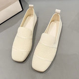 Fligmm Summer New Knitted Flat Bottom Women's Single Shoe Fashionable Lightweight Single Shoes for Women Breathable Women Shoes