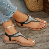 Fligmm Beach Bohemian Sandals for Women Fashion Pearl Clip Toe Gladiator Sandalias Mujer Lightweight Non Slip Flat Shoes Woman