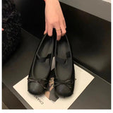 Fligmm Jane Shoes Women's Shoes Round Toe Plus Size Women's Shoes Bow Silk Satin Ballet Flats Spring/Autumn Flats Women Shoes