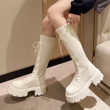 Fligmm 2024 Autumn Winter New Chunky Platform Long Boots Women Thick-soled Stretch Knitted Knee High Boots Woman Botas De Mujer