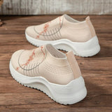 Fligmm Knitted Socks Sneakers for Women 2024 Summer Breathable Mesh Walking Shoes Woman Non Slip Platform Tennis Shoes 35-43