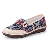 Fligmm Quality Women Shoes 2024 New Ethnic Style Woven Embroidery Shoes Female Fashion Breathable Flat Sole Casual Shoes for Women