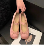 Fligmm Jane Shoes Women's Shoes Round Toe Plus Size Women's Shoes Bow Silk Satin Ballet Flats Spring/Autumn Flats Women Shoes