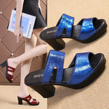 Fligmm Summer Shoes Thick Heel Fish Mouth Slippers Femme New High Heel Sandals Large Fashion Outwear Women's Sandals Casual Slides