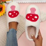 Fligmm Women's Winter Warm Home Fuzzy Slippers Cute Facial Pattern Plush House Shoes Women Indoor Bedroom Flat Non Slip Cotton Slippers