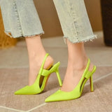 Fligmm Spring New Brand Women Slingback Sandals Pointed Toe Slip On Thin High Heel Ladies Elegant Pumps Shoes Drss Sandals