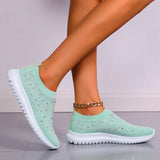 Fligmm Mesh Crystal Sneaker Shoes for Women 2024 Summer Knitted Platform Sneakers Woman Plus Size Comfortable Soft Flats