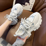 Fligmm 2024 New Spring Women's Chunky Platform Sneakers Lace Up Casual Sports Shoes Woman Fashion Thick Bottom Walking Shoes