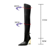 Fligmm Autumn Winter Soft Leather Stretch Women Thigh high Boots Elegant Pointed toe High heels Over the knee Boots Party Shoes