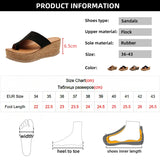 Fligmm Printed Platform Sandals Women Roman Clip Toe Wedge Heels Slippers Woman Summer Thick Bottom Beach Flip Flops Plus Size