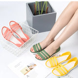 Fligmm Fashion Open-Toed Slides Shoes For Women Summer Flat Sandals Candy Color Casual Beach Outdoot Female Ladies Jelly Slippers