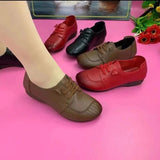 Fligmm Women Casual Shoes 2024 Spring New Vintage Lace Up Soft Soled Non Slip Women Flats Oxford Shoes Soft Leather Woman Single Shoes