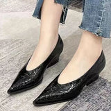 Fligmm for Women 2024 Fashion Autumn Slip on Women's Pumps Solid Color Pointed Toe Shallow Mouth Chunky Heel Elegant High Heels