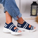 Fligmm Knitted Sandals Summer Platform Comfortable Sandals Sports Shoes Female Slip on Peep Toe Ladies Sneakers