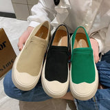 Fligmm Thick-soled Women Shoes Canvas Loafers Women Design Sense Sneakers Slip-on Flat-bottom Casual Platform Shoes Sneakers Women