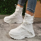 Fligmm Black Chunky Platform Motorcycle Boots Women Fashion Thick Sole Vulcanize Shoes Woman Autumn Winter Ankle Botas Mujer 2024