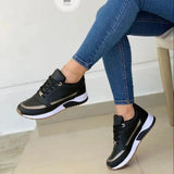 Fligmm Sneakers on Sale Fashion Round Toe Flat Platform Shoes Caual Mixed Colors Lace Up Sneakers Outdoor Running Women's Shoes