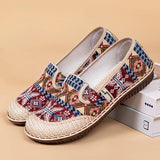 Fligmm Quality Women Shoes 2024 New Ethnic Style Woven Embroidery Shoes Female Fashion Breathable Flat Sole Casual Shoes for Women