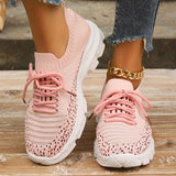 Fligmm Knitting Platform Sneakers for Women 2024 Spring Mesh Breathable Sports Shoes Woman Non Slip Thick Sole Running Sneakers