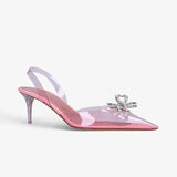 Fligmm Crystal Clear heeled Women Pumps Luxury Rhinestones Bowknot Transparent PVC High heels Elegant Summer Wedding Shoes