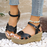 Fligmm Women's Cross Strap Wedge Sandals Thick Bottom Buckle Strap Gladiator Shoes Woman Summer Beach Chunky Platform Sandalias Mujer