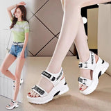 Fligmm Sandals for Women 2024 New Summer Fish Mouth Wedge Muffin Platform Daddy High Heels To Increase Women's Shoes