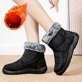 Fligmm Winter Warm Rabbit Fur Snow Boots for Women Waterproof Non Slip Winter Boots Women Plus Size Thick Plush Ankle Botas Mujer