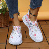 Fligmm Print Knitted Sneakers Women Shiny Crystal Breathable Walking Shoes Woman Plus Size 43 Casual Non-Slip Sock Shoes Ladies