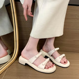 Fligmm Slippers Casual Female Shoes Slides Luxury 2024 Flat Summer Soft Rome Fashion Rubber Concise PU Shoes