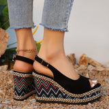 Fligmm Toe Wedge Heel Sandals for Women Summer 2024 Fashion Chunky Platform Sandalias Mujer Thick Bottom Espadrille Shoes Woman