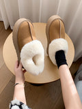 Fligmm Women's Leather Boots Boots-Women Winter Footwear Plush Australia Female Shoes Round Toe  2024 Rubber Fur Snow Lolita Ladies