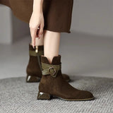 Fligmm Style Office Female Shoes 2024 Winter Plush Women's Boots Fashionable Square Toe Zipper Ankle Boots Botines Para Mujeres