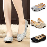 Fligmm Spring Summer New Women Flats Comfortable Slip on Flat Shoes Sequined Woman Boat Shoes Black Ladies Ballet Flats