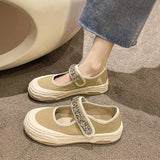 Fligmm Shoes Casual Female Sneakers All-Match Round Toe Crystal Clogs Platform 2024 Small Summer Rhinestone Creepers New Hook &