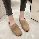 Fligmm Summer New Knitted Flat Bottom Women's Single Shoe Fashionable Lightweight Single Shoes for Women Breathable Women Shoes