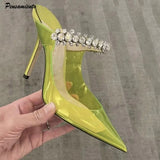 Fligmm style Crystal Clear Soft PVC Women Pumps Fashion Mary Janes High heels Female Mules Spring Summer Party Prom Slides Shoes