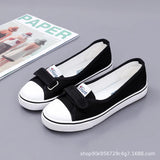 Fligmm Summer New Shallow Mouth Low Help Canvas Shoes Flat Korean Version of Small White Shoes Female Multi-color Shoes