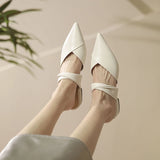 Fligmm Summer New Fashion Pointed Solid Color Simple Women's Half Slippers Wearing Comfortable Leather Shoes Outside Women