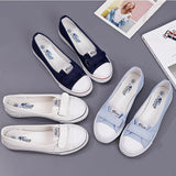 Fligmm Summer New Shallow Mouth Low Help Canvas Shoes Flat Korean Version of Small White Shoes Female Multi-color Shoes